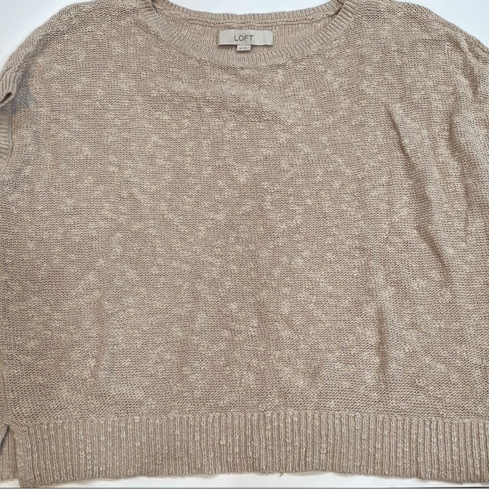 LOFT Tan Crew Neck Sweater Soft Knit
